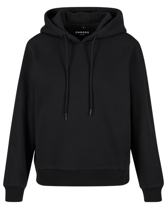 WOMEN BLACK PLAIN HOODIE
