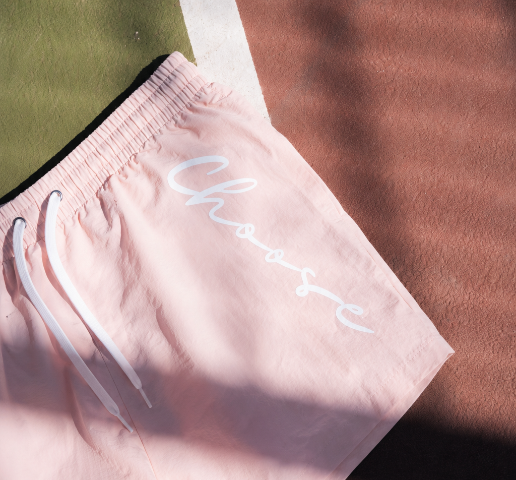 MEN BABY PINK SWIM SHORTS