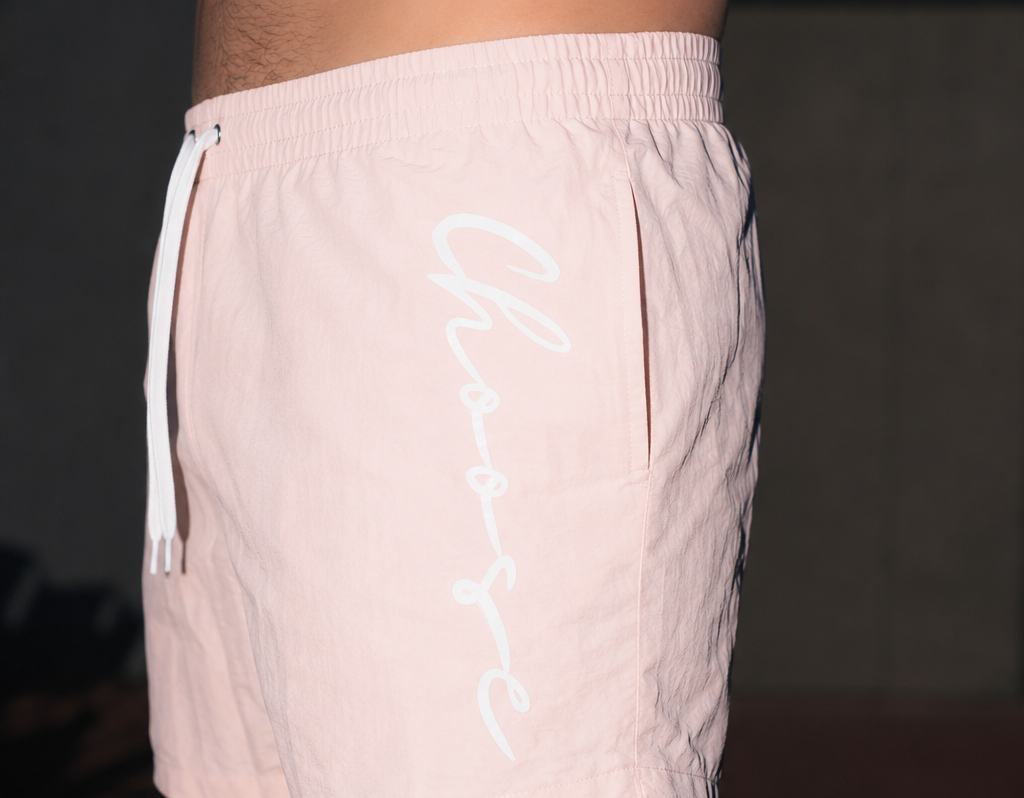 MEN BABY PINK SWIM SHORTS