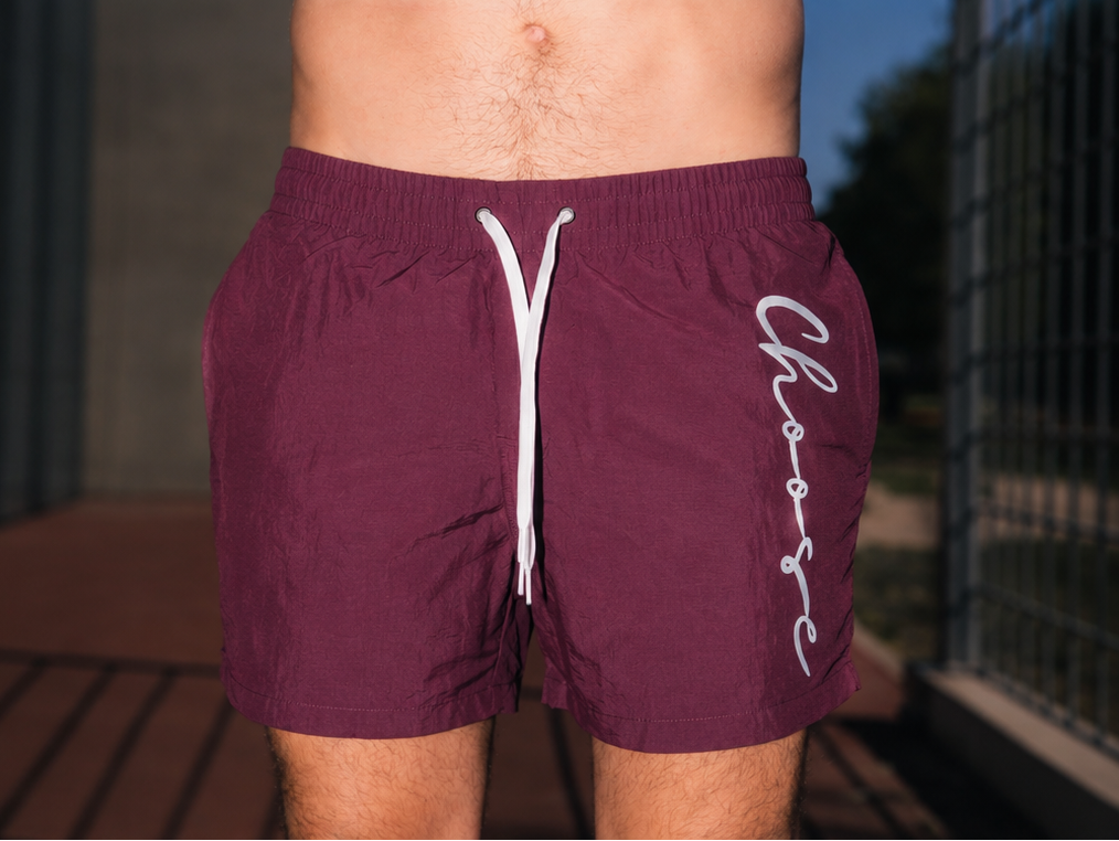 MEN RETRO RED SWIM SHORTS